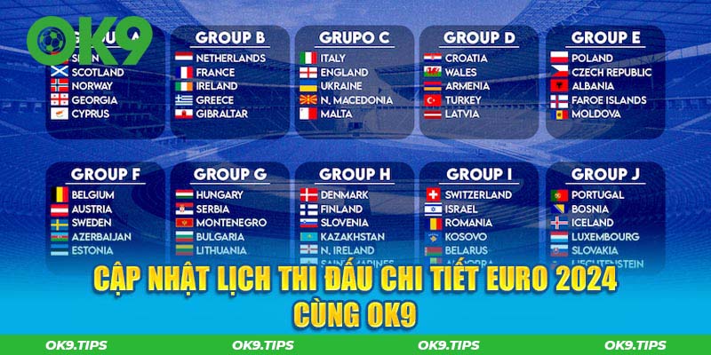 Cập nhật lịch thi đấu chi tiết Euro 2024 cùng Ok9