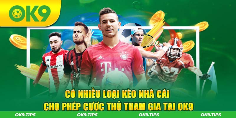 Có nhiều loại kèo nhà cái cho phép cược thủ tham gia tại OK9