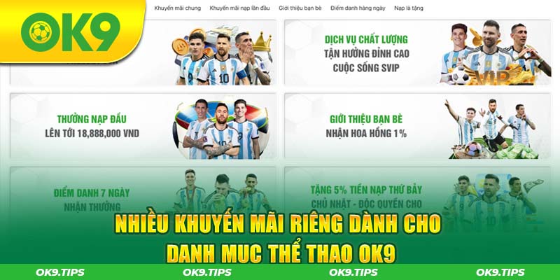 Nhiều khuyến mãi riêng dành cho danh mục thể thao OK9